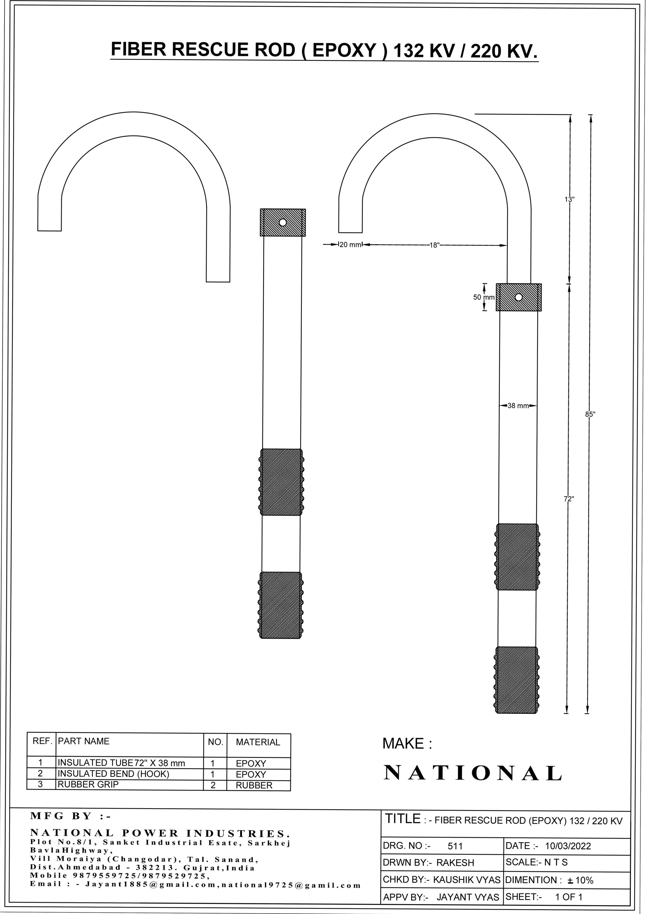 Electrical Rescue Rod Electrical Rescue Rod In Gujarat, Electrical Rescue Stick In Gujarat